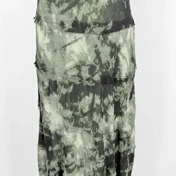 Simply Vera By Vera Wang Green Abstract Tiered Midi Dress S Tie Dye Earthcore - Picture 2 of 5